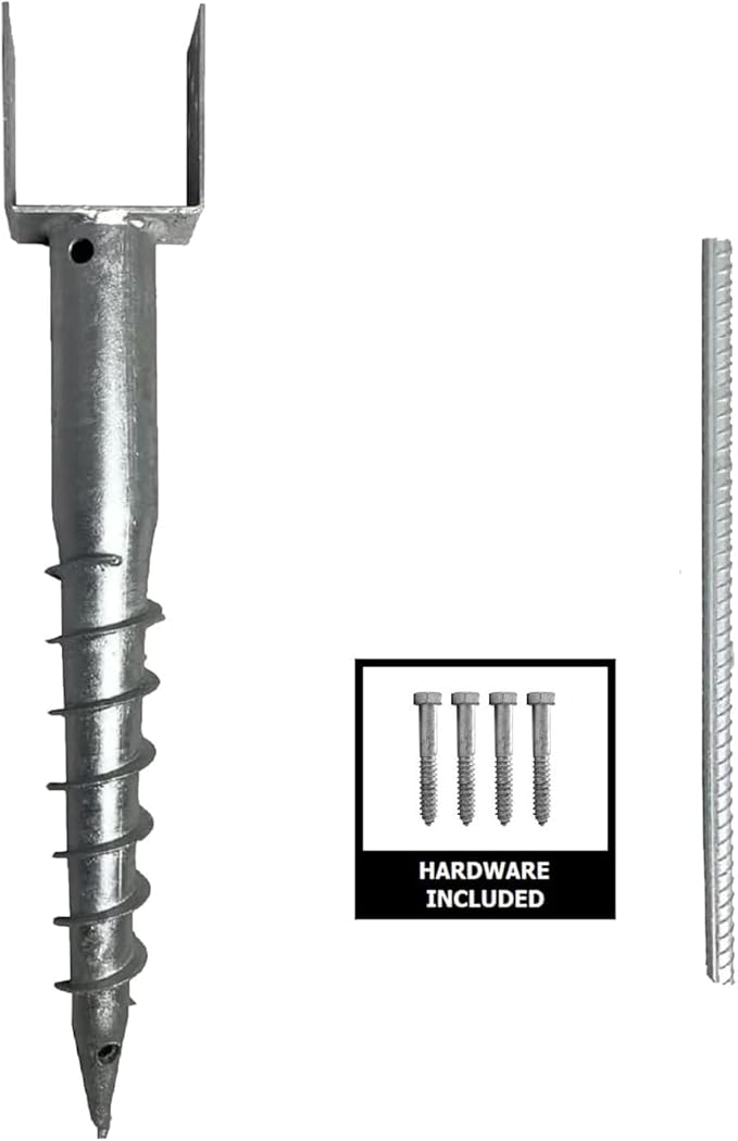 Ashman Ground Screw (4 Pack), No Dig, U-Model Screw in Post Stake - 27" Inch Long, Fits Standard 4x4 (3.5" X 3.5" Inch) Great for Mailbox Posts.