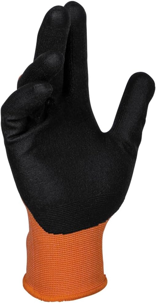 Klein Tools 60582 Work Gloves, Knit Dipped Cut Resistant ANSI A1 Nitrile Coated Gloves, Nylon-Spandex, Touchscreen Capable, X-Large, 2-Pair