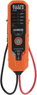 Klein Tools ET40 Digital AC/DC Voltage Tester, 12-240V AC, 1.5-24V DC, LED Illumination, DC Polarity, Auto Off, CAT III 250V-Class 2- Double Insulation, IP41 Dust and Water Resistant