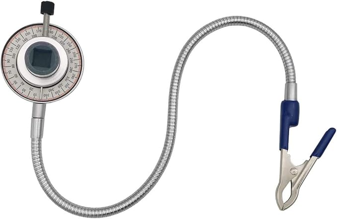 Torque Angle Meter, 1/2" Drive Wrench Angle Gauge, 14" Flexible Clip Arm, CR-V Steel