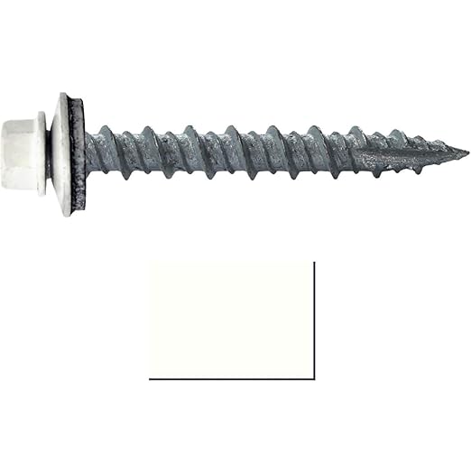 Metal Roofing Screws: (250) 10 x 1-1/2" Bone White Hex Head Sheet Metal Roof Screw. Self Starting Metal to Wood siding Screws. EPDM Washer. Colored Head