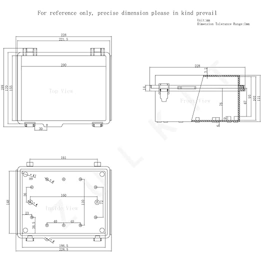 Zulkit Junction Box ABS Plastic Dustproof Waterproof IP67 Electrical Boxes Hinged Shell Outdoor Universal Project Enclosure Grey Clear Cover, Stainless Steel Buckles 8.7 x 6.7 x 4.3 Inch