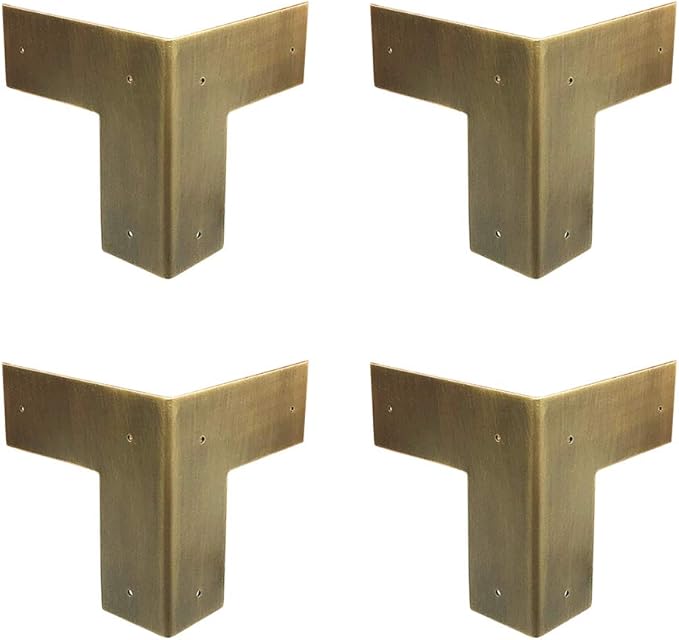 4Pcs Antique Pure Brass Heavy Duty Corner Protectors Braces Classical Furniture Tables and Chairs Cabinet Corner Guard (Antique Bronze)