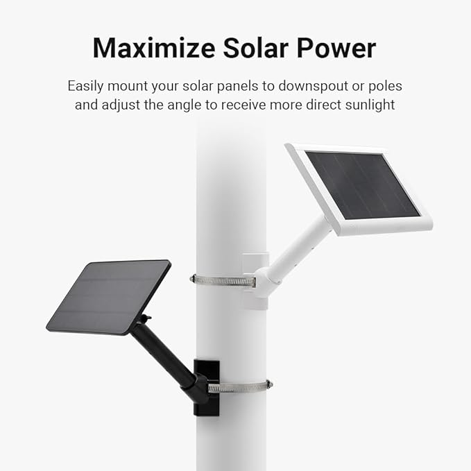 Holicfun Universal Solar Panel Pole Mount for Ring, Eufy, Arlo, Wyze, Reolink Solar Panels and More, No Drilling Required, Extended Mounting Arm, Multi-Angle Adjustable (White)