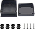Project Box ABS Black Electrical Boxes IP67 Outdoor Waterproof Junction Box Electronic with Mounting Ears Includes Cable Glands for DIY Project 6.3 x 6.3 x 3.5 inch (160x160x90mm)