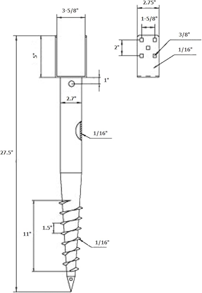 Ashman Ground Screw (4 Pack), No Dig, U-Model Screw in Post Stake - 27" Inch Long, Fits Standard 4x4 (3.5" X 3.5" Inch) Great for Mailbox Posts.