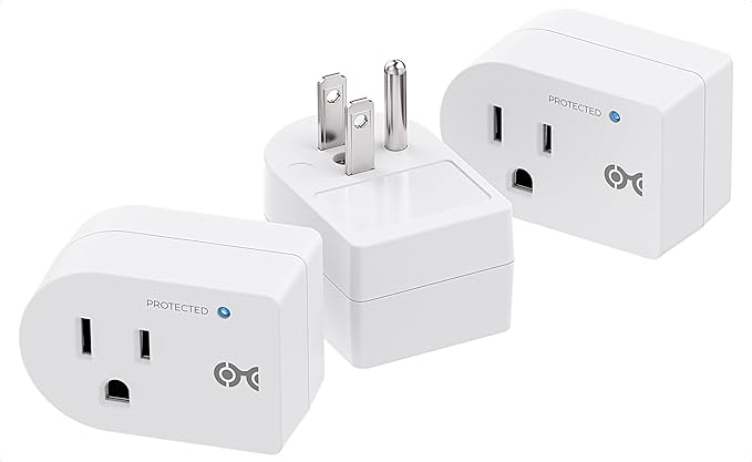 [ETL Listed] Cable Matters 3-Pack Non-Blocking 750 Joules (500V Clamping Voltage) Single Outlet Surge Protector, 15A / 1875W, Wall Surge Protector Outlet, White