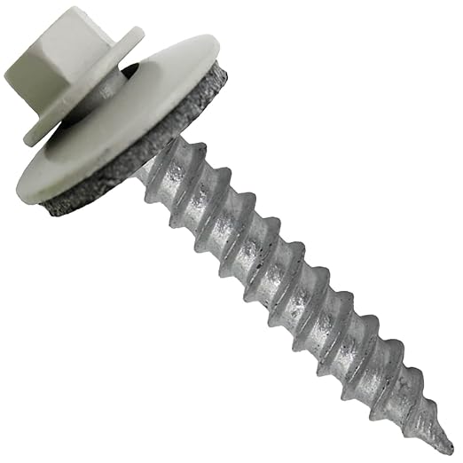 Metal Roofing Screw: (250) 12 x 1-1/2" ASH Gray Hex Sheet Metal Roof Screw. Sharp Point Metal to Wood siding Screws. 5/8" EPDM Washer.
