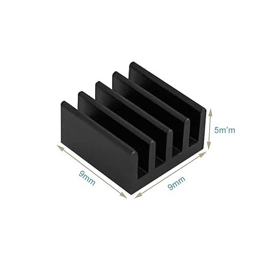 20pcs 9mm Mini Heatsink Kit, Includes 3M 8810 Thermal Conductive Adhesive Tape, Cooler Heat Sink for Cooling VRM Stepper Driver MOSFET VRam VRM Stepper Driver MOSFET VRam Regulators (9mmx9mmx5mm)