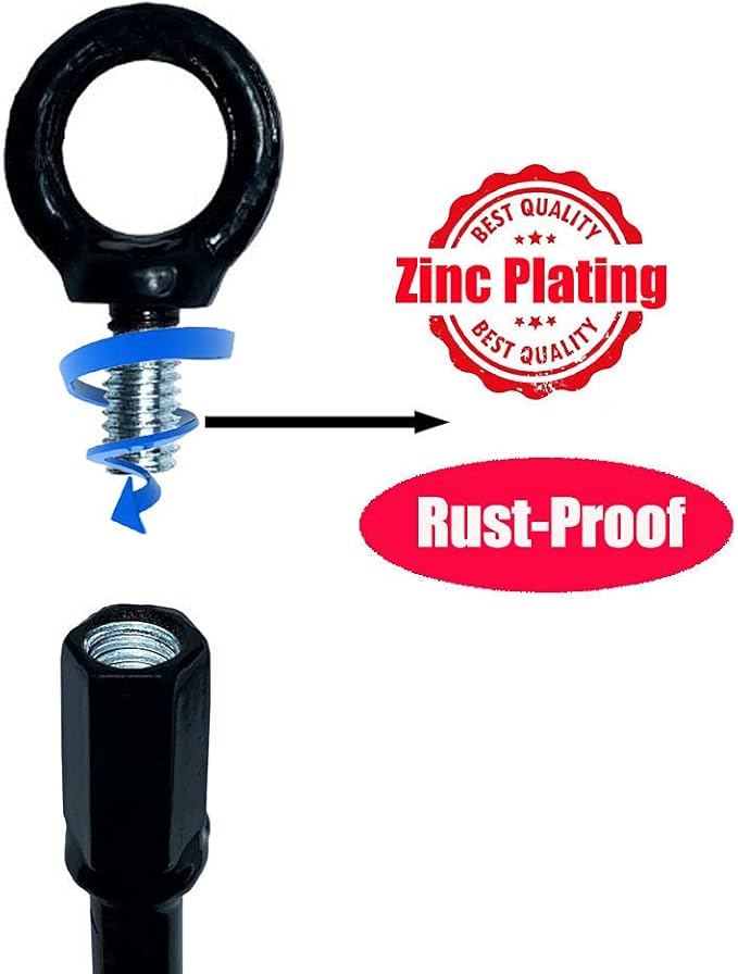 Ground Anchor 18 inch Spiral Blade Earth Anchor 4 Pack Kit Heavy Duty Metal Anchor Hook Black Wind Stakes Ideal for Securing Animals,Trampoline,Tree,Shelters,Tents,Canopies,Swing Sets