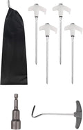 4 Pcs Tent Stakes Heavy Duty, 8 in Ground Anchors Screw in, Grow in The Dark Screw in Tent Stakes, Camping Stakes with Storage Box, Threaded Tent Spikes with Hex Head Driver and Stake Puller