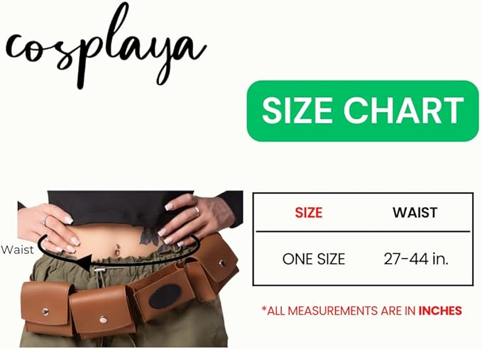 Brown Utility Belt Costume Bag Adjustable Women Mens Adult Accessories Pockets for Halloween Cosplay