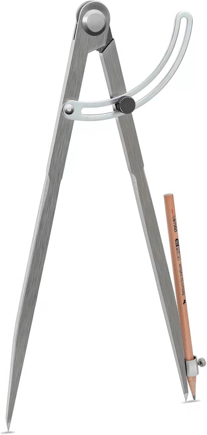 Compass for Geometry, 24 inch Compass for Woodworking, Precision Woodworking Compass with Wing Divider and Pencil Holder, Large Compass for Geometry, Drafting, Drawing Compass (24inch)