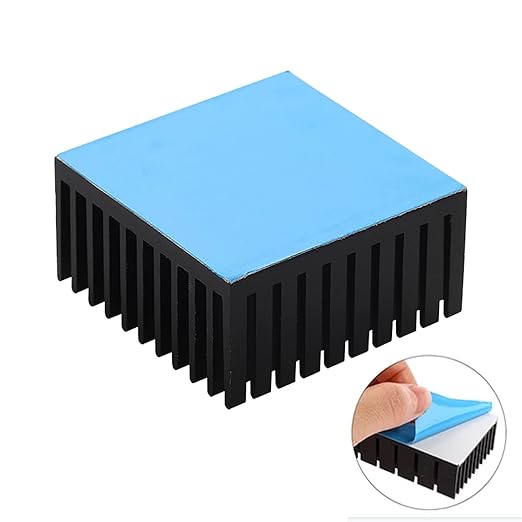 4PCS Black Aluminum Heat Sink with Thermal Conductive Adhesive Tape, 40×40×20mm Heatsink Cooler for Cooling VRM GPU Stepper Driver 3D Printer Stepper Motor