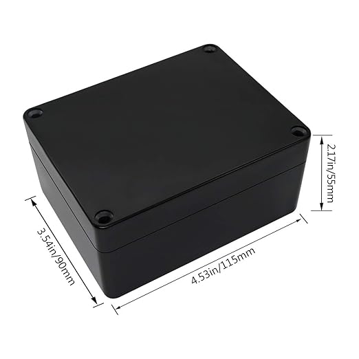 LeMotech ABS Plastic Electrical Project Case Power Junction Box, Project Box Black 4.5" x 3.5" x 2.2" (115 x 90 x 55 mm)(Pack of 2)