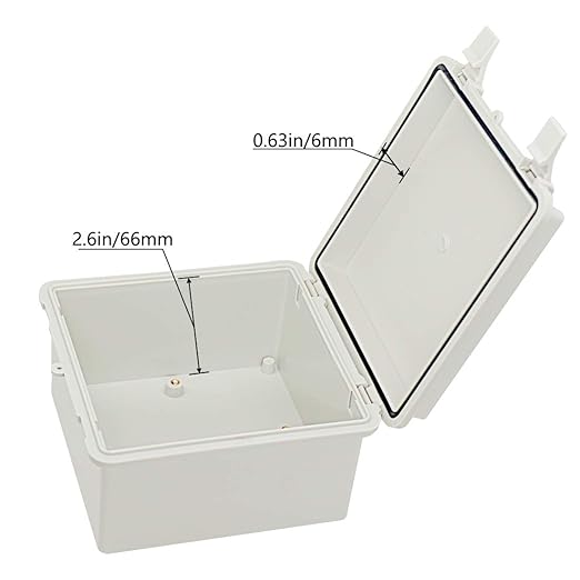 Zulkit Junction Box ABS Plastic Dustproof Waterproof IP65 Electrical Boxes Hinged Shell Outdoor Universal Project Enclosure with 2 Cable Glands 5.9 x 5.9 x 3.5 inch (150x150x90 mm)