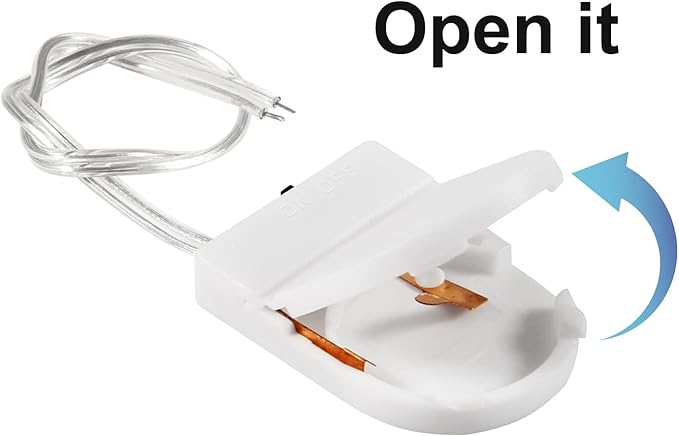 Alinan 5pcs Button Battery Holder Coin Cell Battery Holder with Switch CR2032 1 X 3V Battery Holder Battery Storage Boxes Cover with Wires On ON-Off Switch Socket Container (White)
