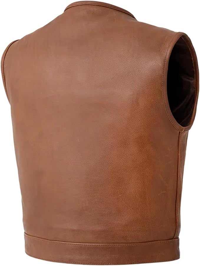 First Mfg Co - Lowside - Mens Motorcycle Biker Riding Canvas, Leather, Twill, Perforated Leather Vest