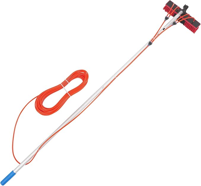 Outdoor Window Cleaning Pole Kit Washing Equipment with 8×3.28ft Poles & 180 Degree Brush Head Window Washing Equipment Solar Panel Cleaning Kit for Cleaning High Windows, Photovoltaic Solar Panels