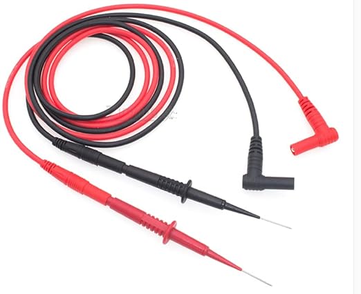 Digital Multimeter Test Lead 2PCS 1.2 m /47 inch 14 AWG Male Right Angle to Male Straight 4mm Banana Plug Connectors Meter Leads for Multimeter, Voltmeter, Clamp Meter Silicone Wires Adapter