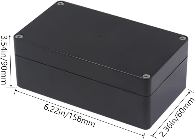 Project Box ABS Black Electrical Boxes IP65 Outdoor Waterproof Box Electronic Junction Box Power Enclosure with Cable Glands for DIY Project 6.22 x 3.54 x 2.36 inch (158x90x60mm)