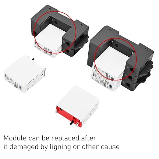 DC SPD Surge Protector for 100V-1000V PV Systems, 2-Pole 40kA T2 Level, Replaceable Module, Solar Panel Lightning Protection, Overvoltage Protection (250V)