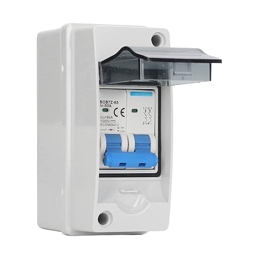 DC1000V 50A Disconnect Switch Solar Photovoltaic DC Distribution Box IP65 PV Miniature Circuit Breaker for Solar Panel Inverter Home RV Car