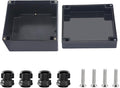 Project Box ABS Black Electrical Boxes IP67 Outdoor Waterproof box Electronic Junction Box Power Enclosure with Cable Glands for DIY Project 6.3 x 6.3 x 3.5 inch (160x160x90mm)