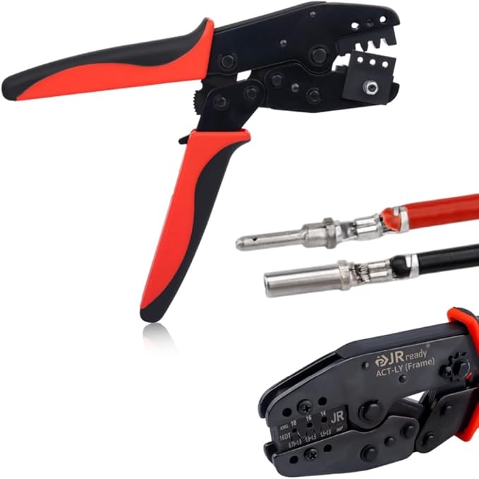 JRready ACT-LY-16DT Deutsch Crimp Tool Stamped, 14-18AWG Deutsch Open barrel Terminal Crimping Tool for DT Connector Stamped Contacts Size 16, Automotive Wiring Repair
