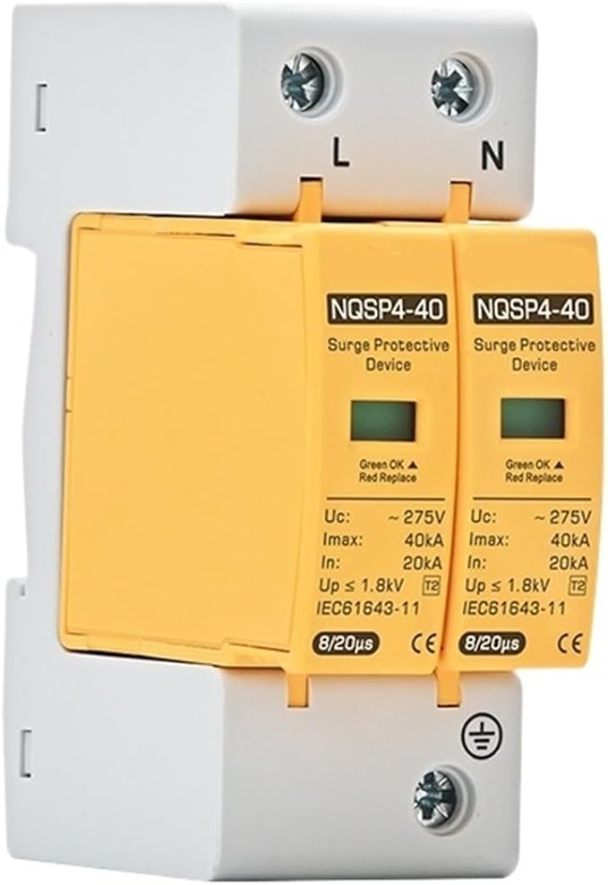 Surge Arrester Protective Lightning Protector AC SPD Surge Protector 275V 385V 10KA 20KA 30KA 40KA 50KA 60KA 2Poles Lightning Protection T2 Class TT TNS TNC Power Use