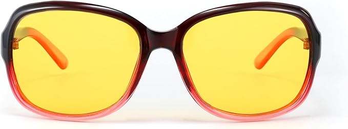 FEISEDY Classic Womens Night Glasses Driving Anti Glare Wrap Around Yellow Sunglasses B2548