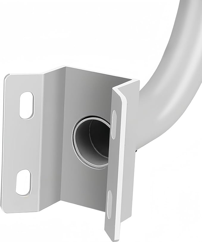 J-Shaped Aluminum Wall Mount with Cable Management Hole & L-Shaped Adapter - Duckbill Design (180° Tilt/360° Swivel) for CCTV Dome/IP Cameras, Space-Saving Indoor/Outdoor Use