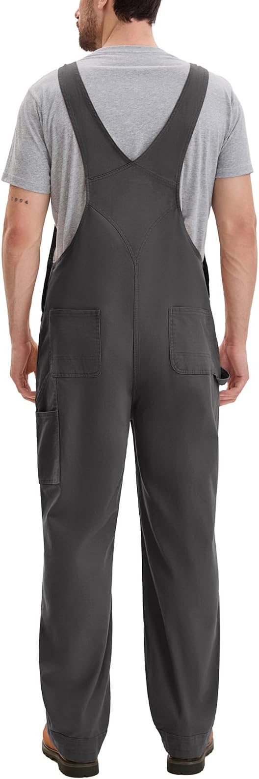 HISEA Flex Canvas Overalls for Men, Bib Work Double Knee Stretch Overall, Relaxed Fit Lightweight Workwear with Pockets