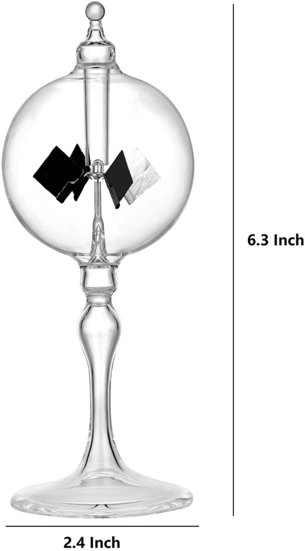 Medium Crystal Solar Power Radiometer Crookes Spinning Vanes Glass Windmill Gift Home Desk Decoration M