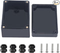 Project Box ABS Black Electrical Boxes IP67 Outdoor Waterproof Box Electronic Junction Box Power Enclosure with Cable Glands for DIY Project 3.9 x 2.7 x 2 inch (100x68x50mm)