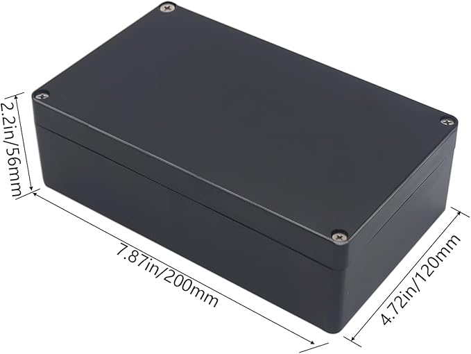 Project Box ABS Black Electrical Boxes IP65 Outdoor Waterproof Box Electronic Junction Box Power Enclosure with Cable Glands for DIY Project 7.87 x 4.72 x 2.2 inch (200x120x56mm)