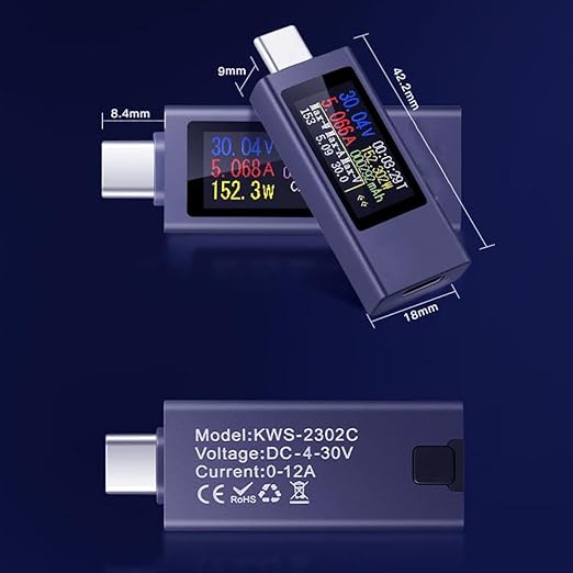 diymore USB C Power Meter Testers,USB-C Tester Color Screen,Digital Multimeter,Voltage Current Tester USB Battery Checker USB Voltage Current Voltmeter USB Mobile Testers USB Power Tester