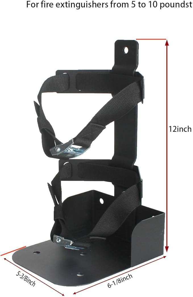 Heavy Duty Vehicle Bracket,Fire Extinguisher Brackets Mounts Fit 10lb Dry/5lb Co2 Extinguisher-for Home,School,Garage,Vehicle,Boat, Car, RV, Truck (Black, 10lb 2pcs)