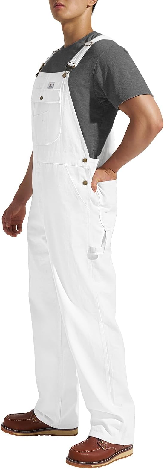 HISEA Men's Denim Bib Overall, Mens Relaxed Fit Overall Midweight Workwear with Adjustable Straps and Convenient Tool Pockets