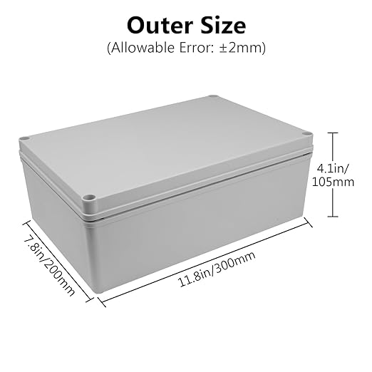 LeMotech Junction Box IP67 Waterproof Dustproof Electrical Box Project Box DIY Enclosure Gray 11.8X 7.8X 4.1inch (300x200x105mm)