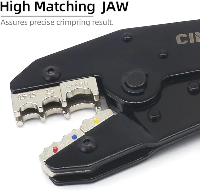 Crimping Tool For Insulated Electrical Connectors - Ratcheting Wire Crimpers - AWG 22-10 (0.5-6.0mm²) - Ratchet Insulated Terminal Crimper -Electrical Crimping Tool HS-03C