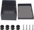 Project Box ABS Black Electrical Boxes IP67 Outdoor Waterproof box Electronic Junction Box Power Enclosure with Cable Glands for DIY Project 11.4 x 8.3 x 3.9 inch (290x190x100mm)