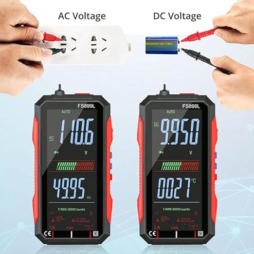 USB Rechargeable Digital Multimeter 6000 Counts Large Color Screen & Backlight FS899L Smart Auto Ranging Multimeter True RMS Digital Voltmeter Multi Meter Digital Tester for Automotive Home