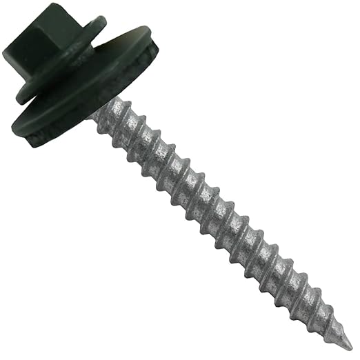Metal Roofing Screws: (250) 12 x 2 Hartford Green Hex Sheet Metal Roof Screw. Sharp Point Metal to Wood siding Screws. 5/8" EPDM Washer