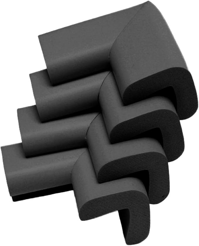 KidKusion 4-Piece Safety Corner Cushion, Black, Child Proofing Corner Guard, Made in USA, Child Safety, Home Furniture Safety Bumper, Baby Proof Table Protector, 4 Count (Pack of 1)