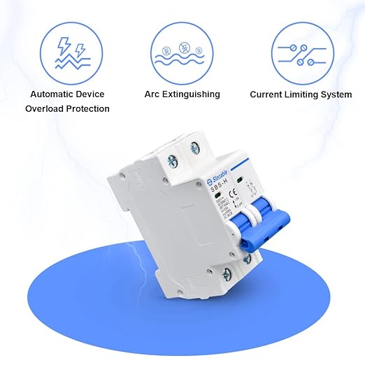 DC Miniature Circuit Breaker 2 Poles 500V 16A 25A 32A 63A Isolator for Solar PV System, Thermal Magnetic Trip, DIN Rail Mounting (25A)