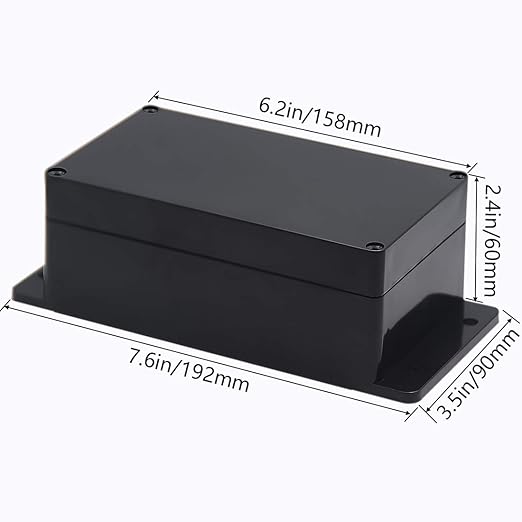 Zulkit Junction Box ABS Plastic Dustproof Waterproof IP65 Universal Electrical Boxes Project Enclosure with Fixed Ear Black 6.22 x 3.54 x 2.36 Inch (158 x 90 x 60mm)(Pack of 2)