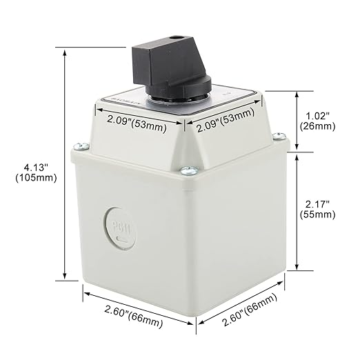 Baomain Universal Rotary Changeover Switch SZW26-20/D202.2D-H with Small&Higher Master Switch Exterior Box 660V 20A 3 Position 2 Phase (2.6"x2.6"x4.1")