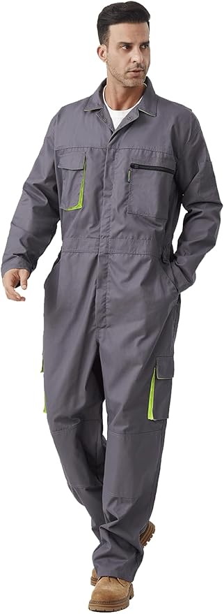 Men's Work Coverall Long Sleeves Overalls Mechanics Coveralls Workwear Jumpsuit with Multi Pockets