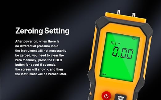 YZT Meter Manometer Air Pressure Meter, Digital Differential Pressure Gauge, HVAC Gas Pressure Meter Dual-Port Manometer Gas Pressure Tester (9v Battery Included)…